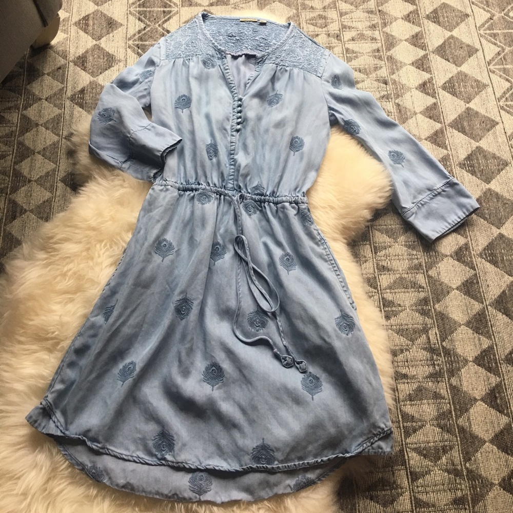 Anthropologies soft denim dress with so details